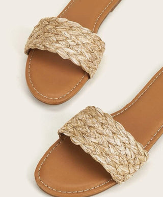 Braided detail slide sandals