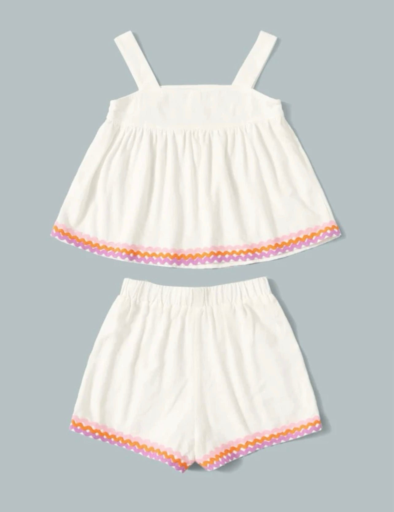 Teen Girls Chevron Patched Cami Top & Shorts