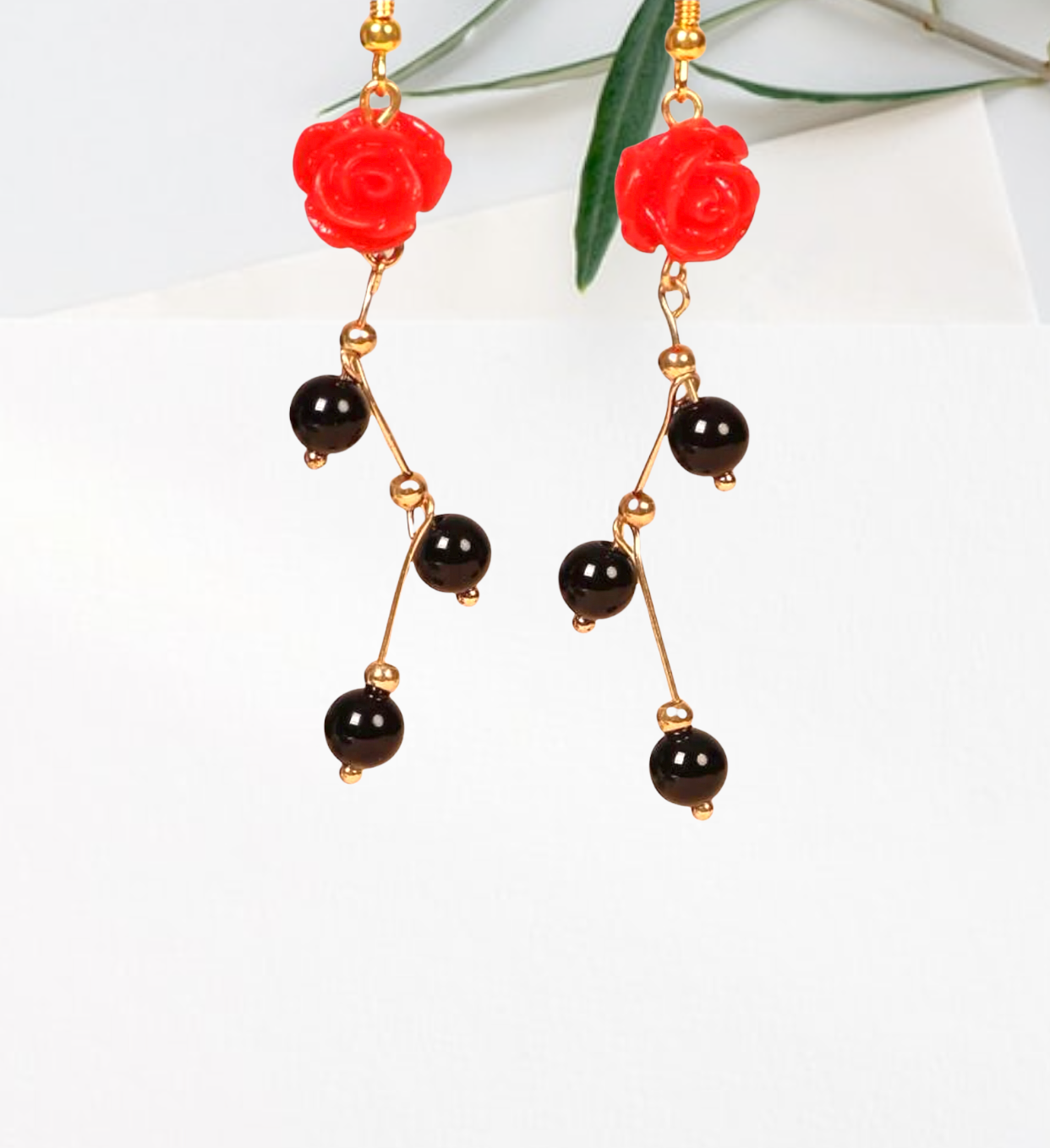 Flower decor drop earrings