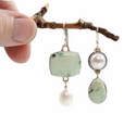 Light green Botswana agate silver Pearl dangle earrings. - Christina’s unique boutique LLC