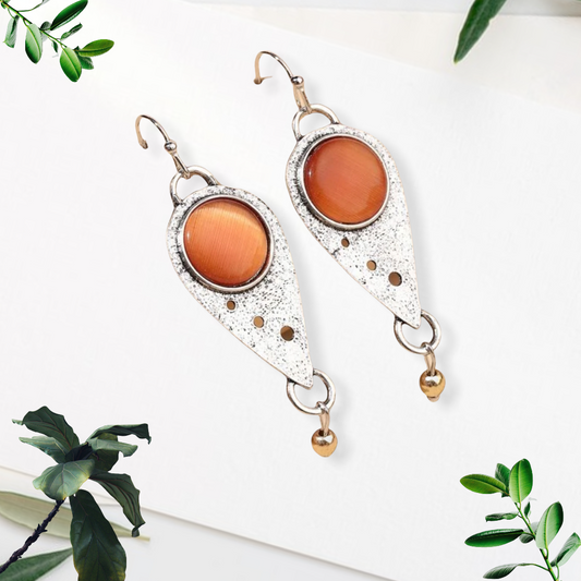 Wonderful orange moonstone inspired vintage drop earrings