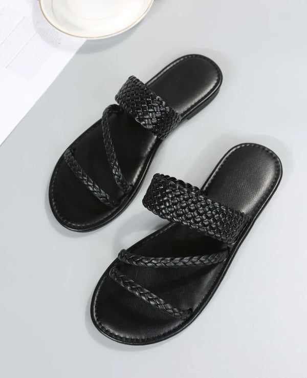 Braided detail slide sandals