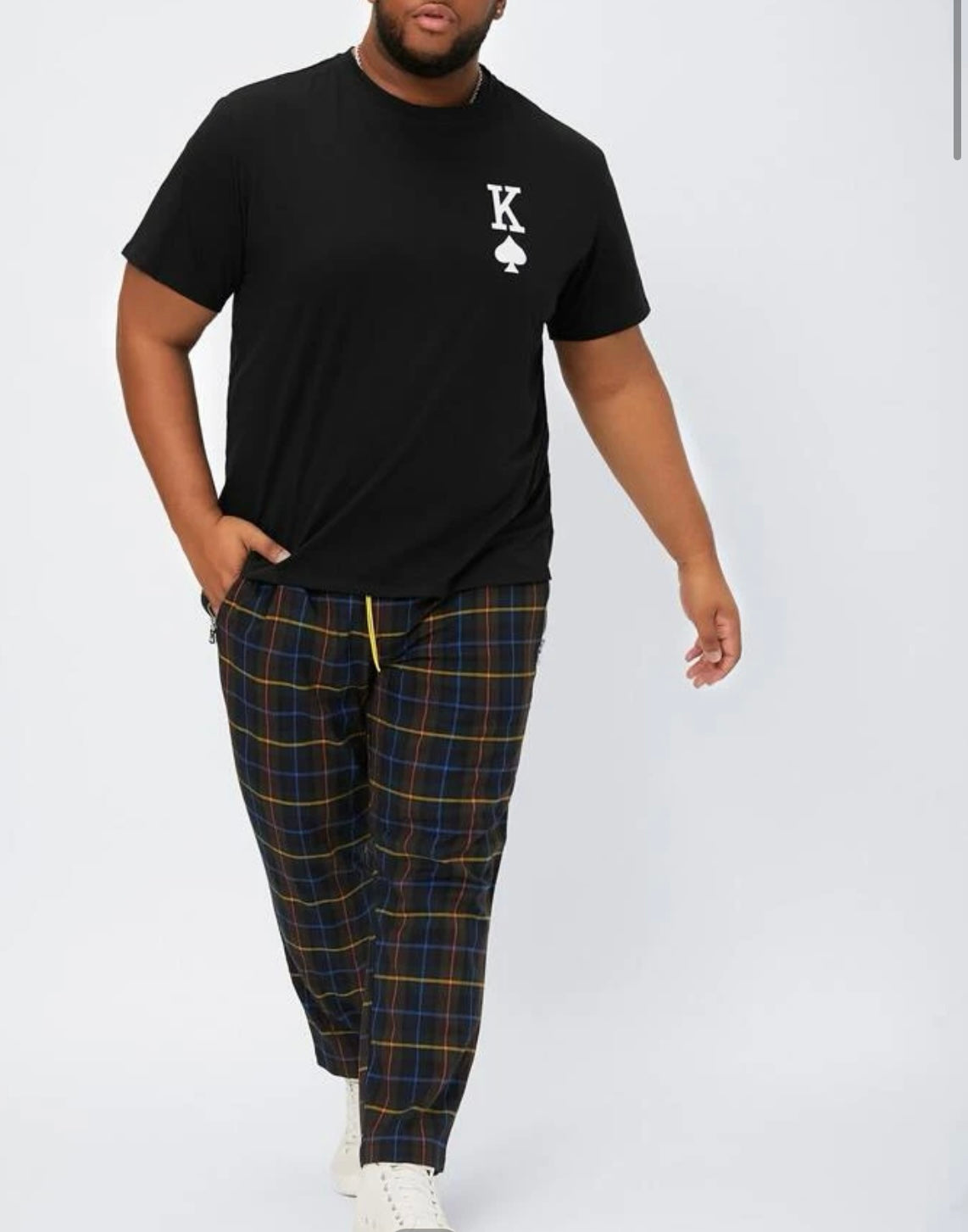 Extended sizes men playing card print tee