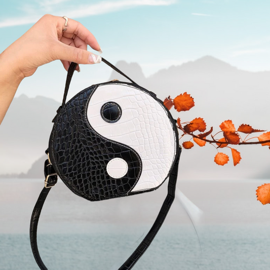 Yin & Yang design croc embossed satchel bag