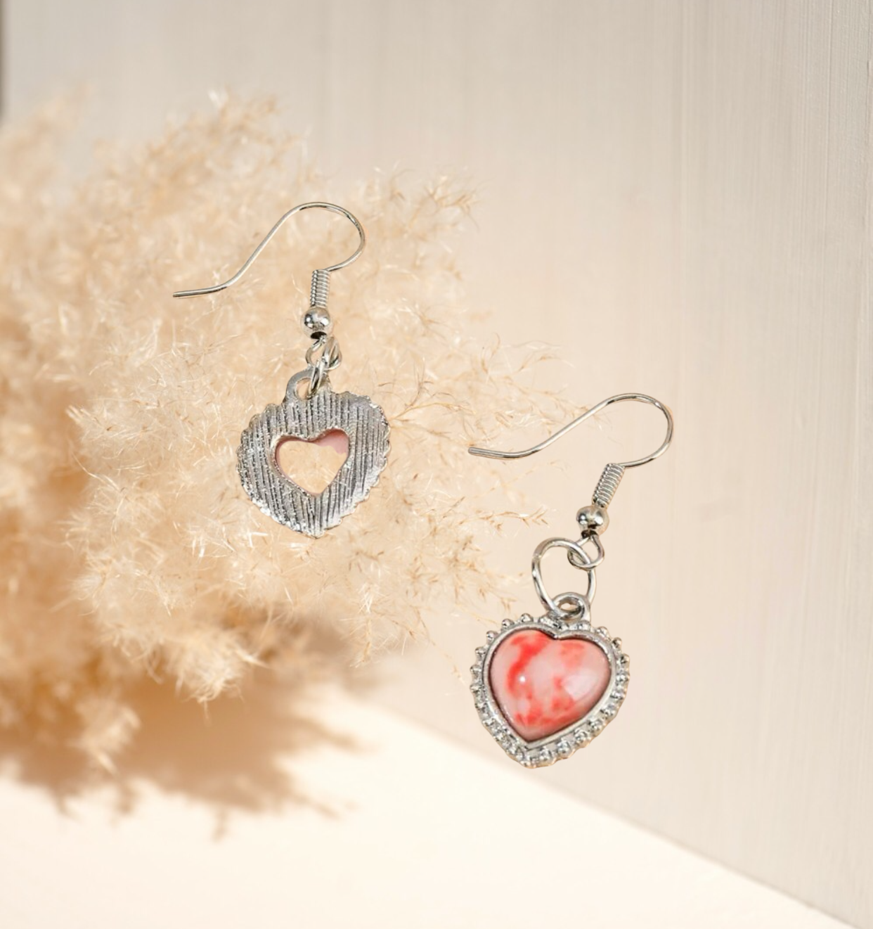 Heart design dangle earrings
