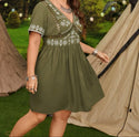 Plus geo print guipure page detail dress