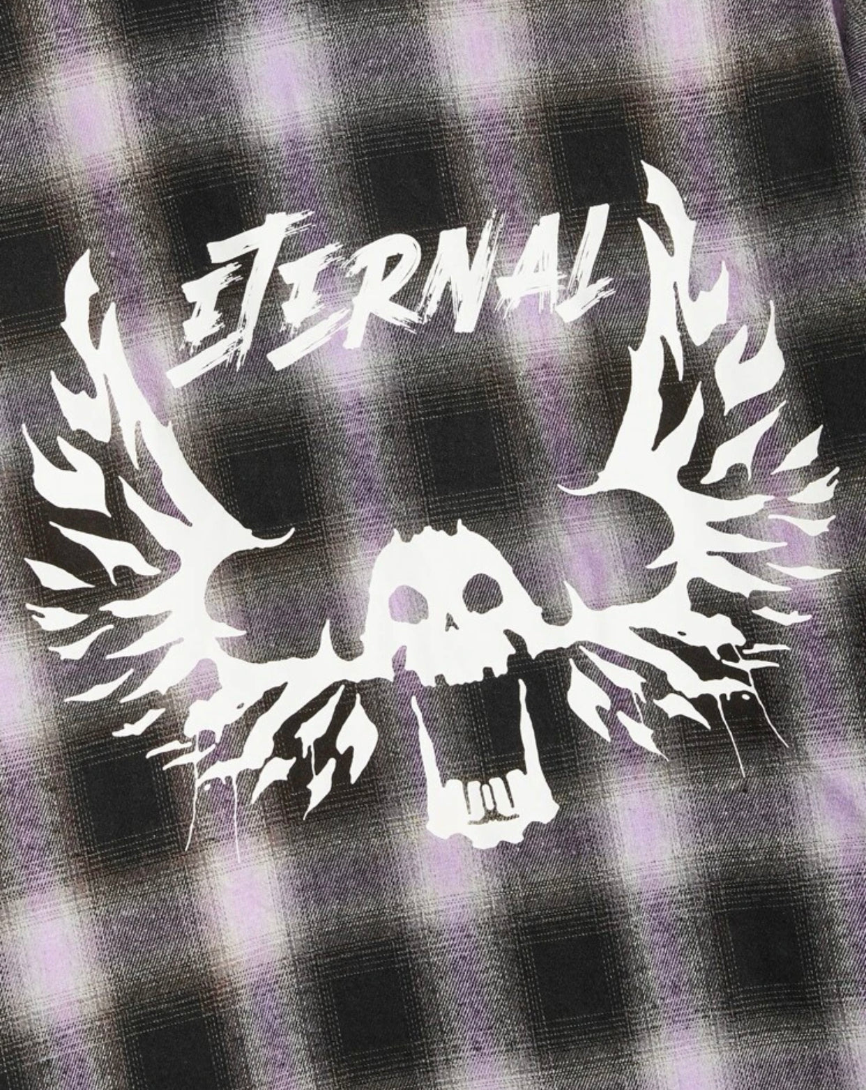 Guys letter wings graphic plaid button front shirt