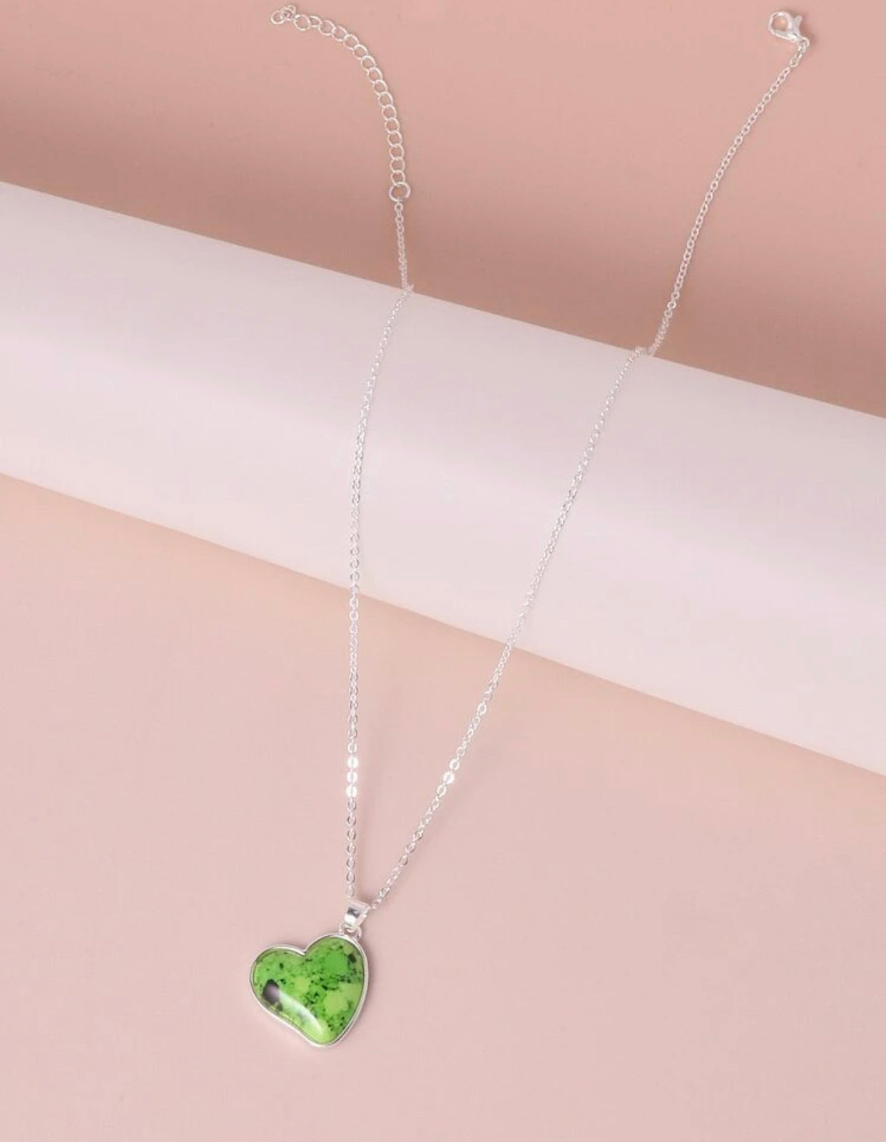 Green turquoise inspired heart shaped charm necklace - Christina’s unique boutique LLC