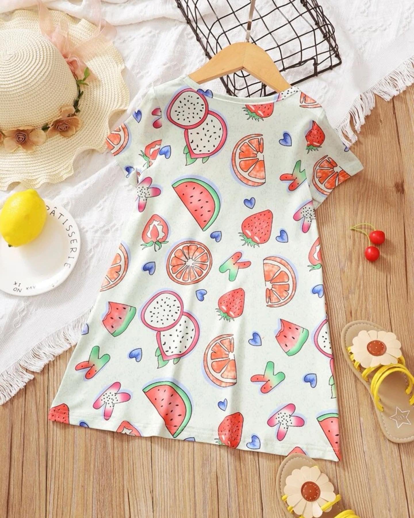 Toddler girls fruit & letter graphic dress