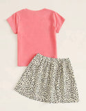 Toddler Girls Cartoon Graphic Tee & Confetti Print Skirt