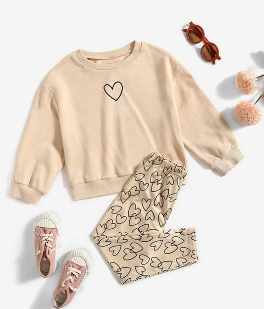 Toddler girls heart print pullover & leggings