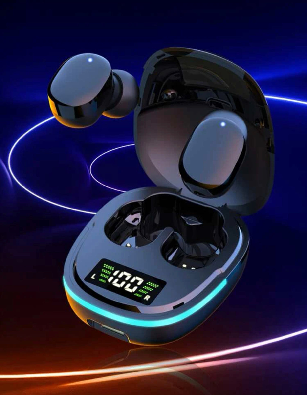 Power display wireless headset compatible with Bluetooth