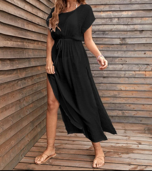 Split thigh drawstring waist cover up - Christina’s unique boutique LLC