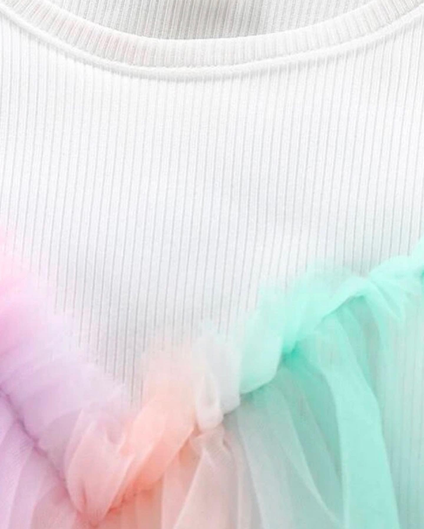 Toddler girls contrast mesh ombré frill trim tank top