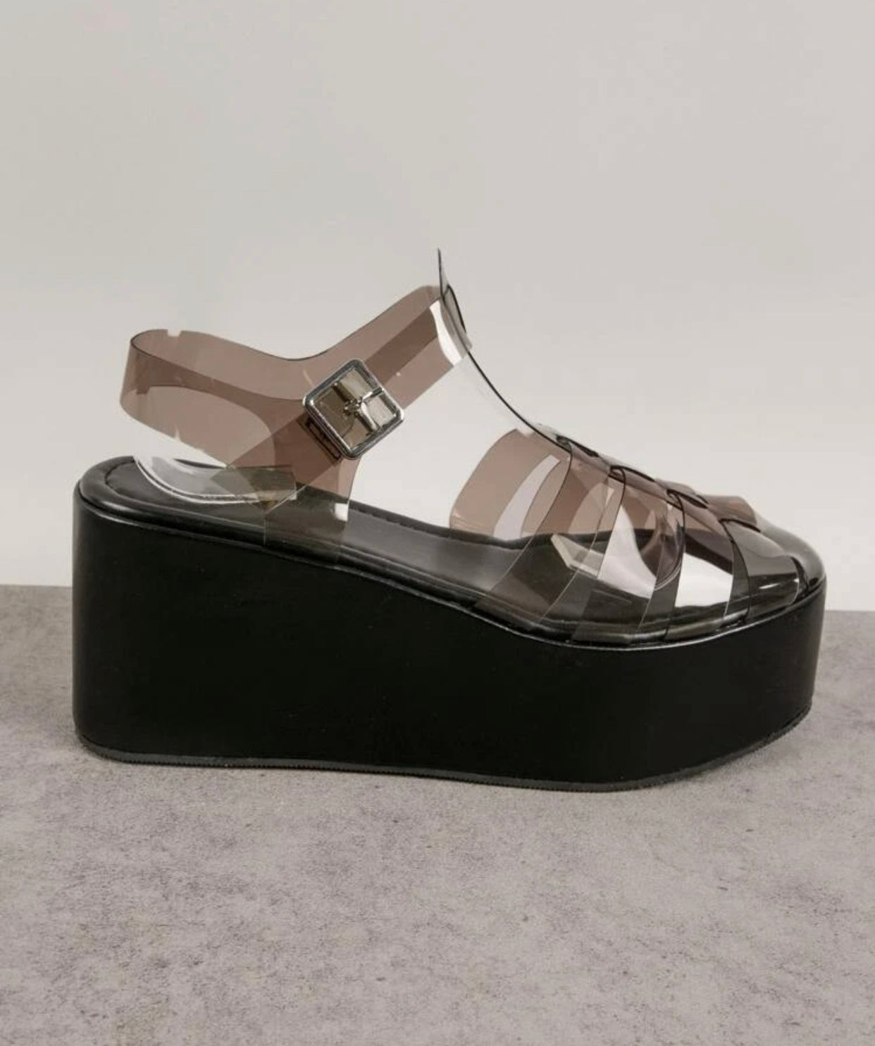 Perspex foam bottom platform sandals
