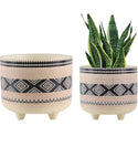 Set of 2 Geometric Design Ceramic Plants Pot with Drainage Hole - Christina’s unique boutique LLC