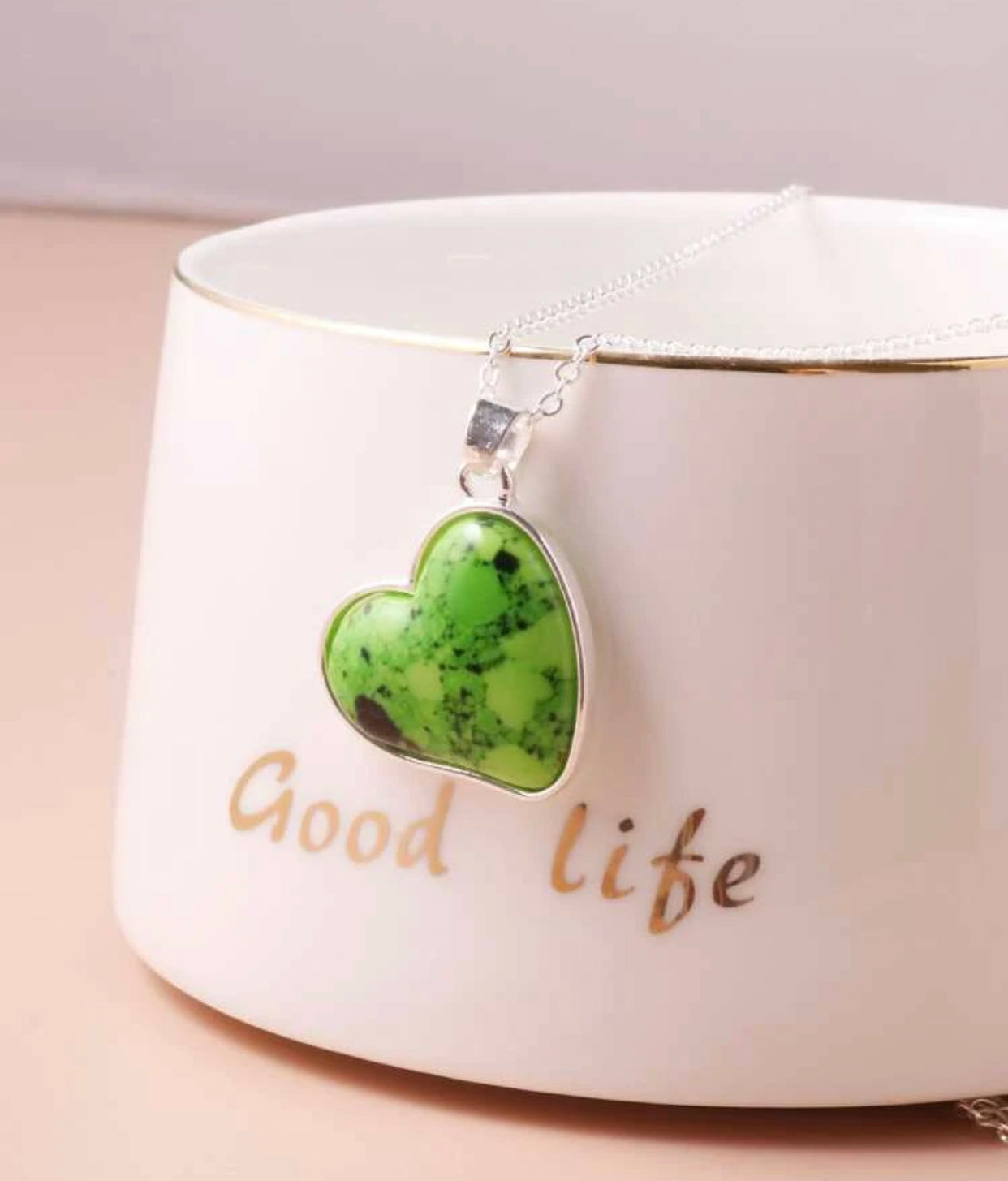 Green turquoise inspired heart shaped charm necklace - Christina’s unique boutique LLC