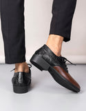 Men’s two tone crocodile embossed lace-up front Oxford shoes