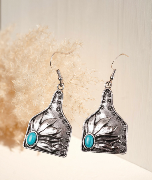 Turquoise decor drop earrings