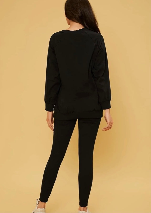 PETITE Solid Crew Neck Pullover & Leggings Setress