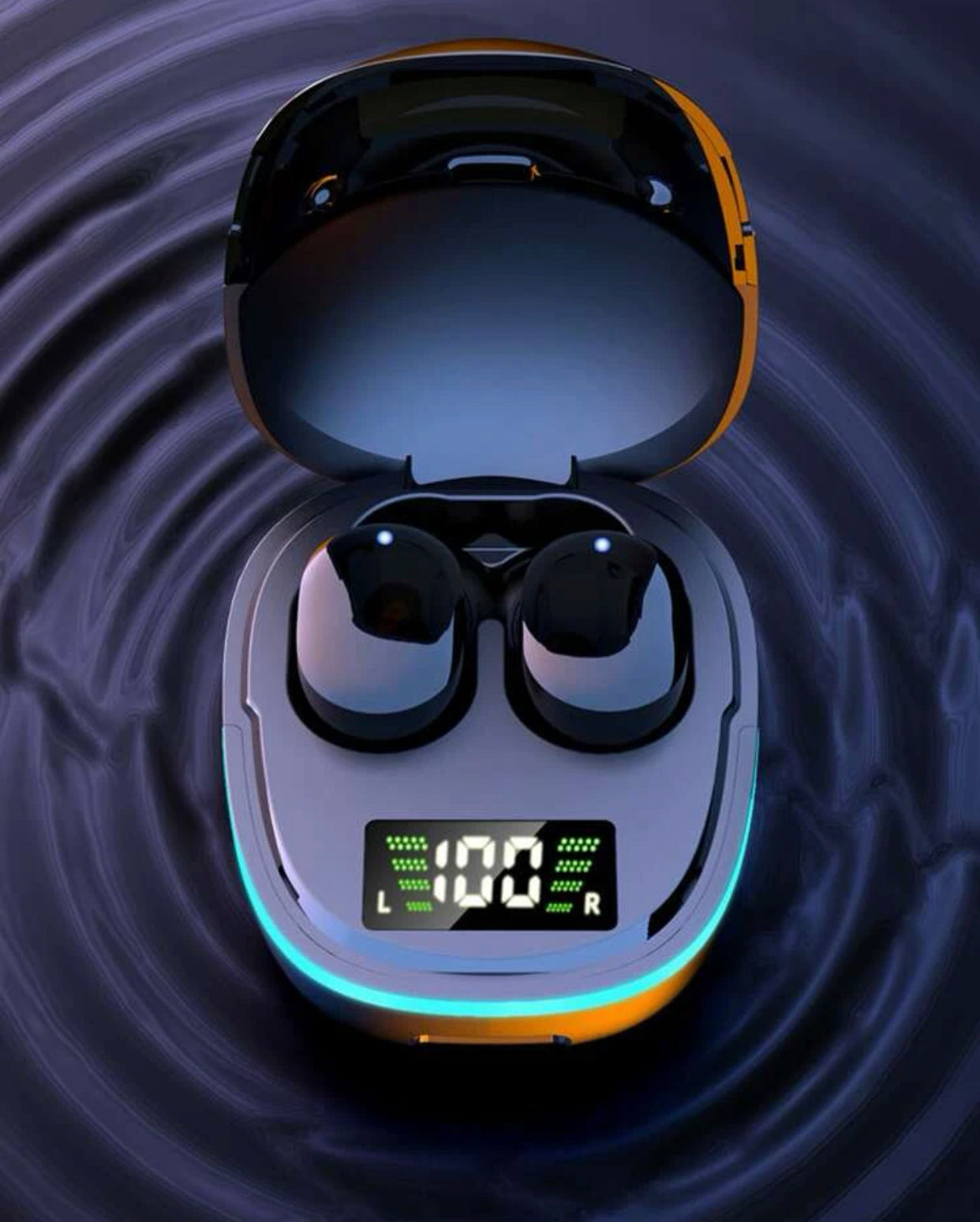 Power display wireless headset compatible with Bluetooth