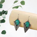 Light green boho engraved dangle earrings.