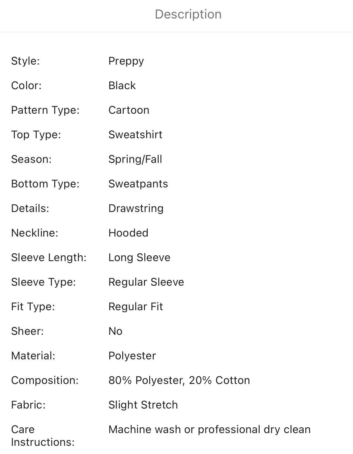 Men’s cartoon graphic drawstring hoodie & sweatpants set