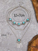 Turquoise decor geometric charm layered necklace & drop earrings