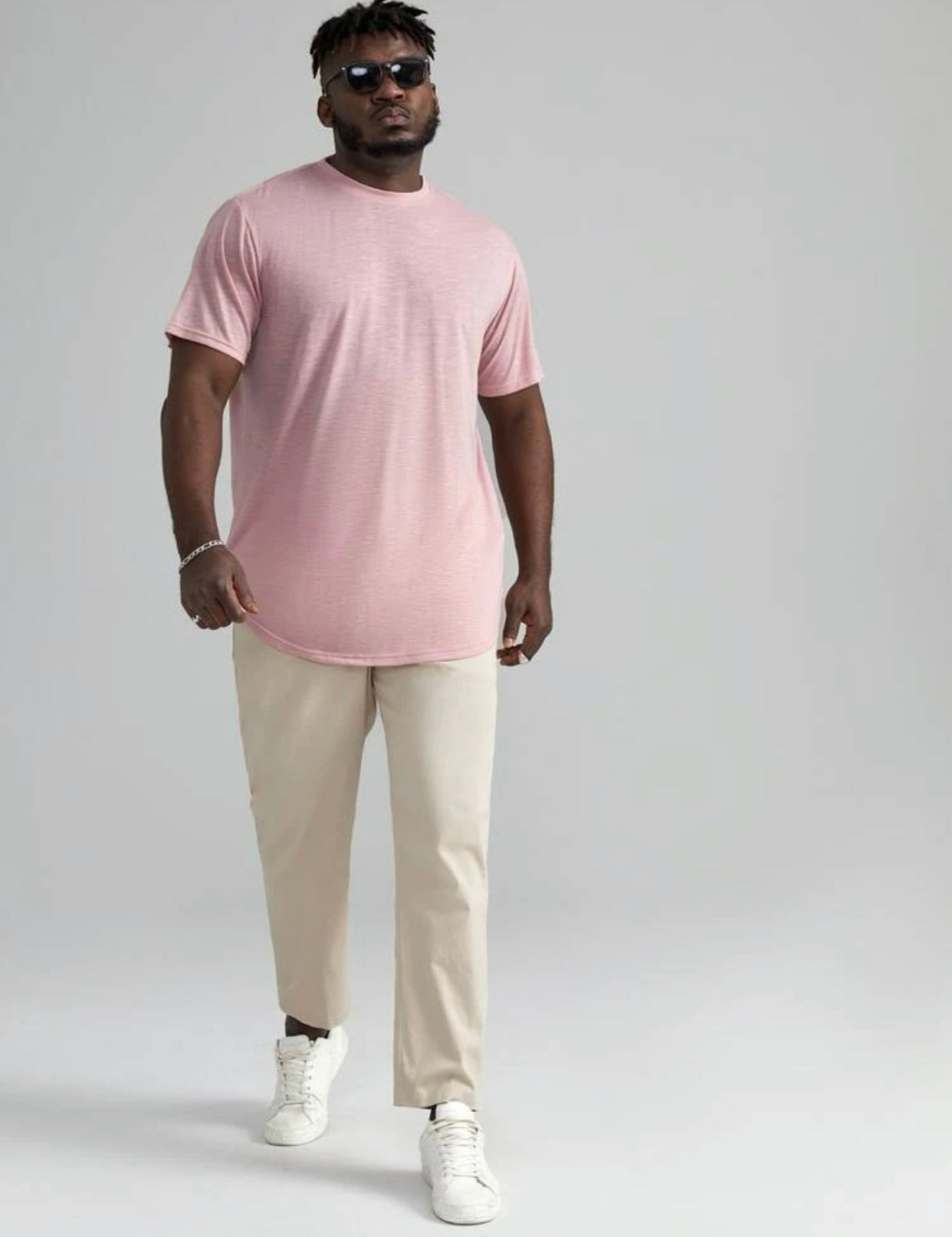 Men’s extended sizes 3 pcs curved hem solid tee