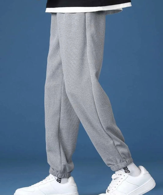 Men solid drawstring waist sweatpants