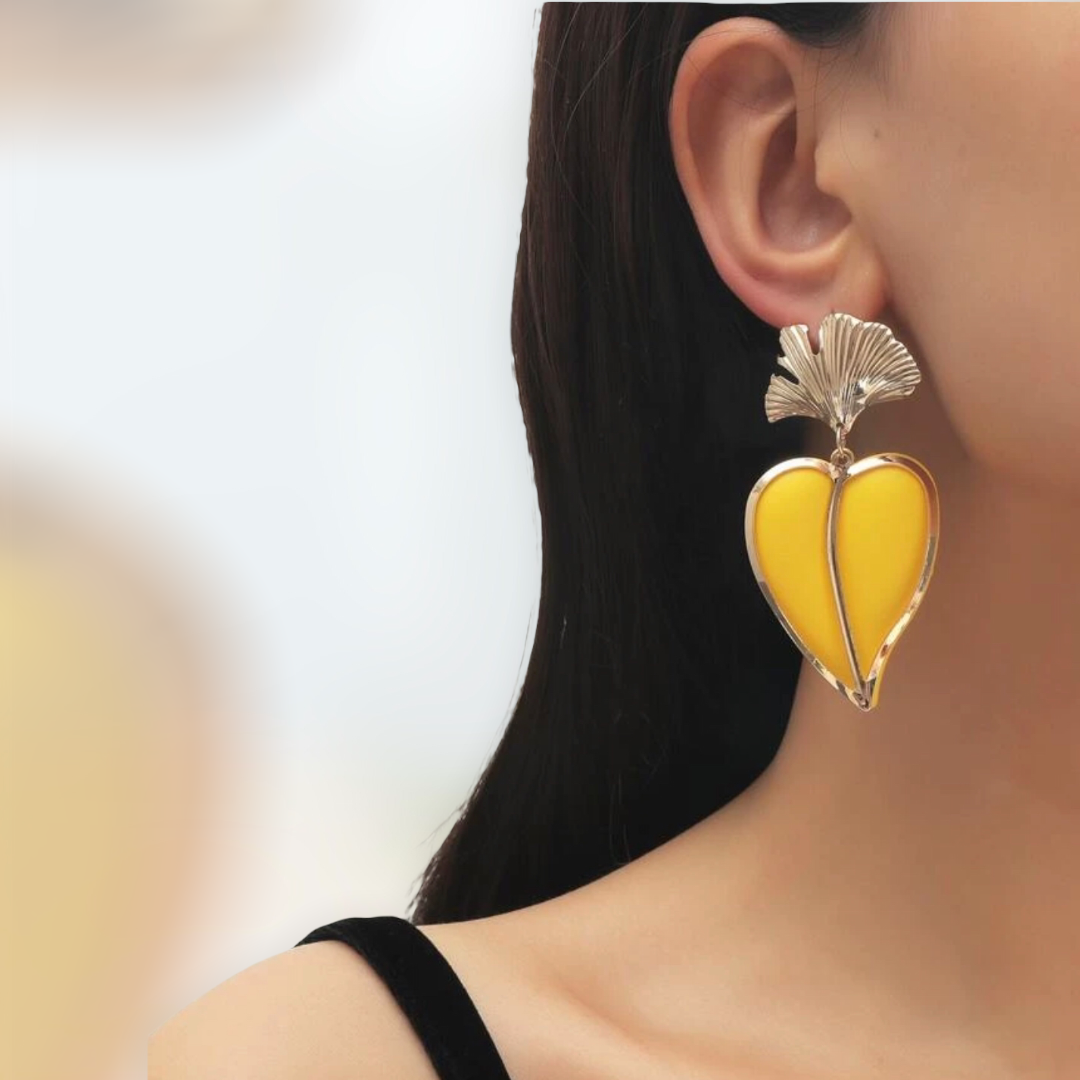 Yellow tear drop earrings