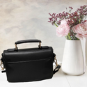 Piano print music note embroidered square bag