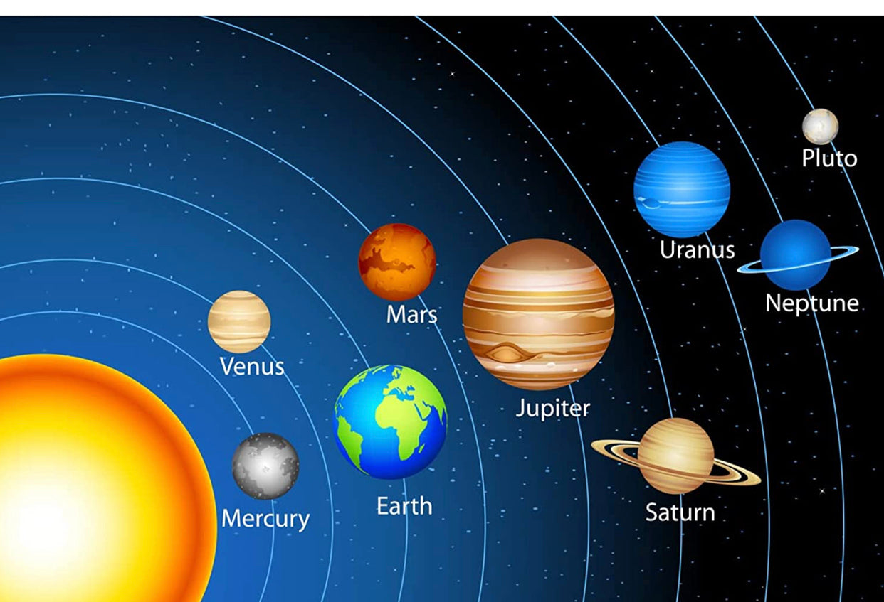 Planets Solar System Gemstone Pendant Necklace 20" in Sterling Silver 925 & Genuine Turquoise