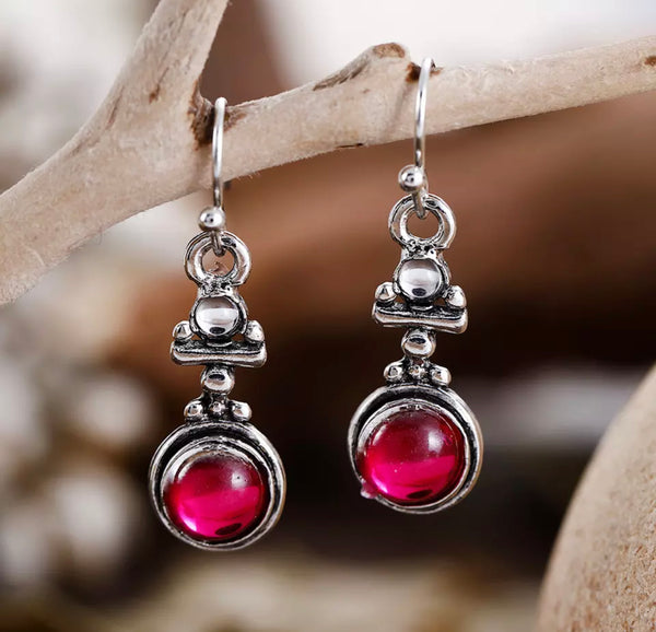 Vintage Moonstone Pink Stone Earrings for Women
