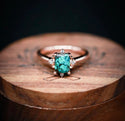 Vintage Green Turquoise Boho Style Simple Zircon Ring. Size 8.