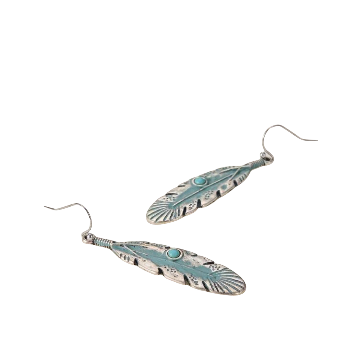 Light blue feather decor dangle earrings