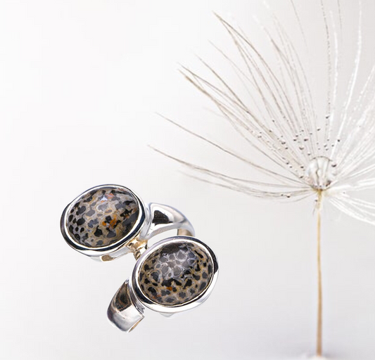 Natural Stingray Coral Handmade 925 Sterling Silver, Size 7.