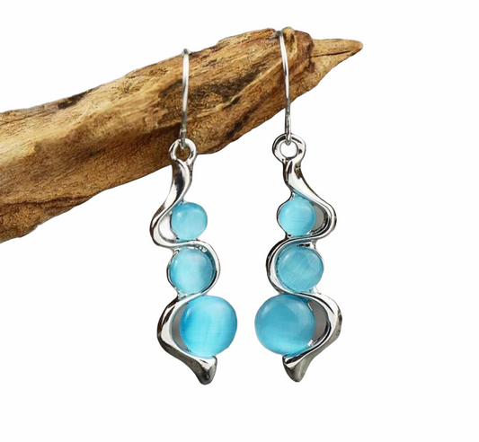 Light blue moonstone inspired dangle earrings - Christina’s unique boutique LLC