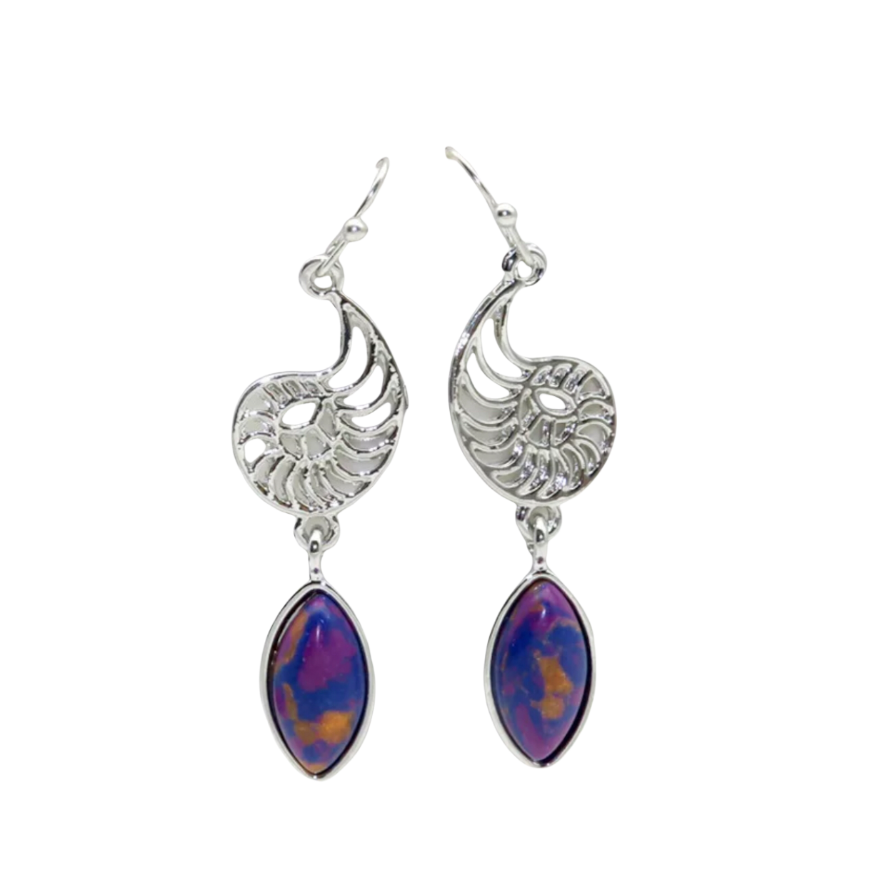 Purple copper turquoise inspired dangle earrings