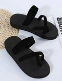 Suede double strap toe ring sandals