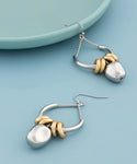 Simple design two tone drop earrings