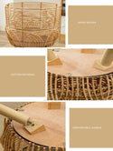 Straw flower pot, hollow out plant container for home