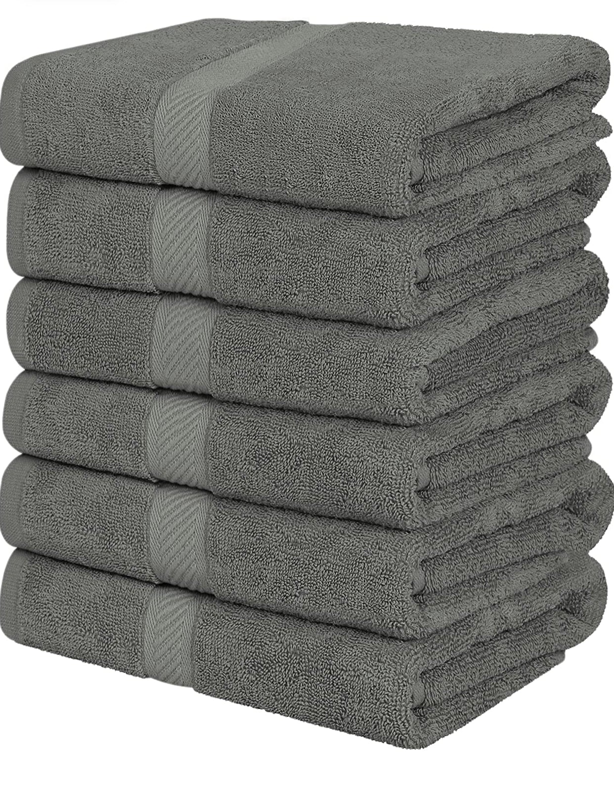 Simpli-Magic 79405 Bath Towels, 25”x50”, Gray, 6 Pack