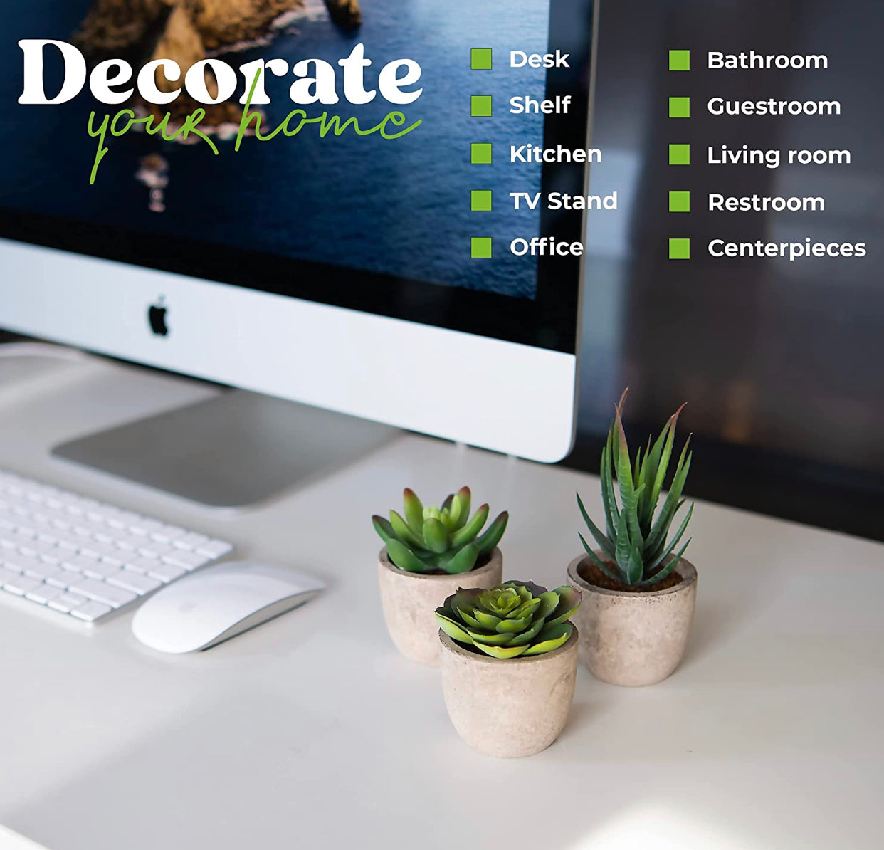 Set of 3 Artificial Succulents Plants