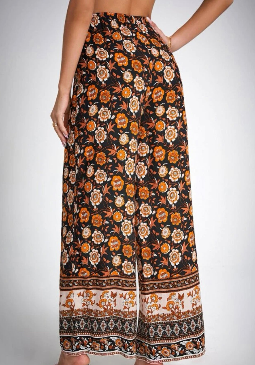 Tall floral print wide leg pants