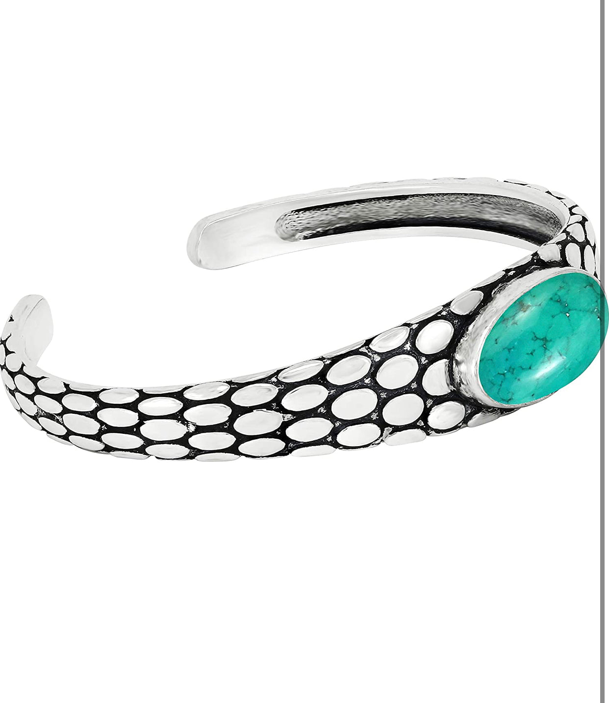 Natural turquoise Cuff Bangle Jewelry for Women 10x20mm Oval Shape 925 Silver Overlay Handmade Cuff Bangle