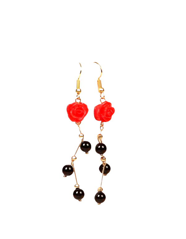 Flower decor drop earrings