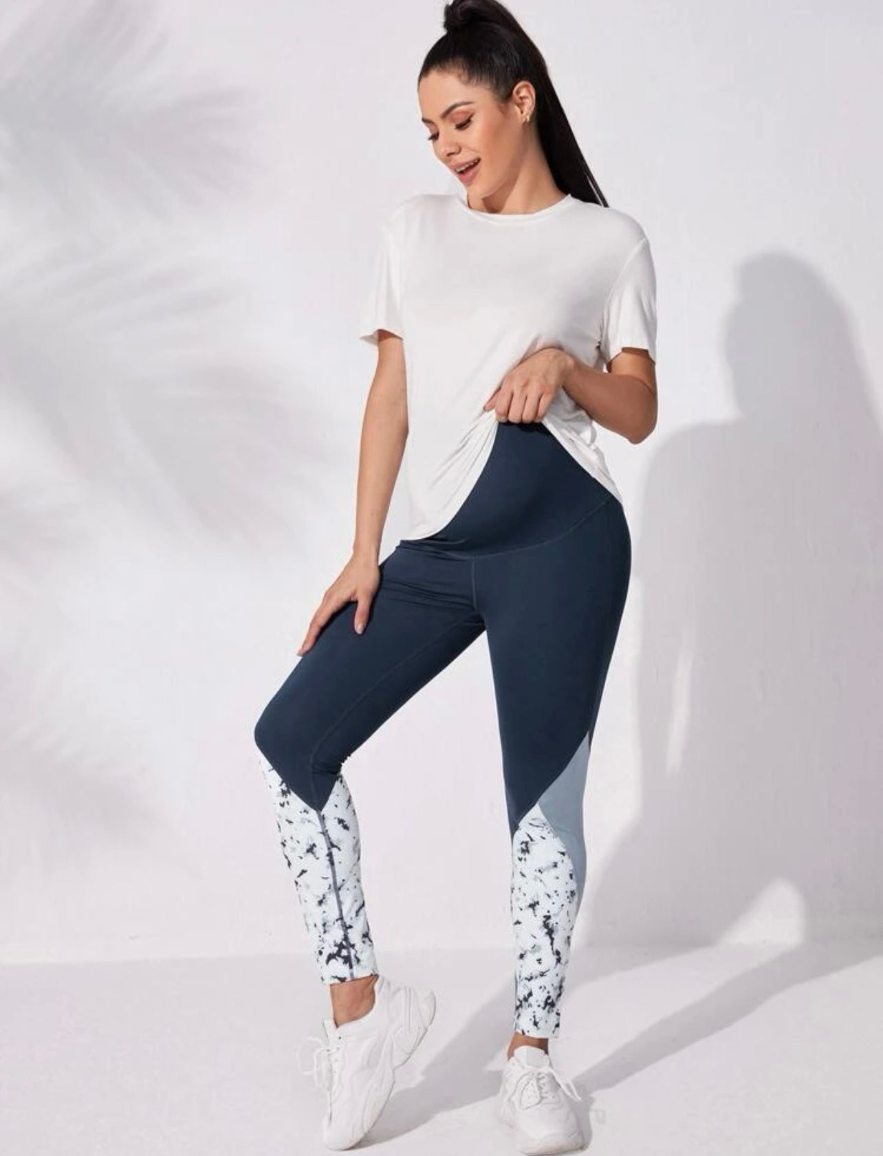 Maternity colorblock wideband waist leggings