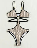 Ring linked cut out one piece swimsuit