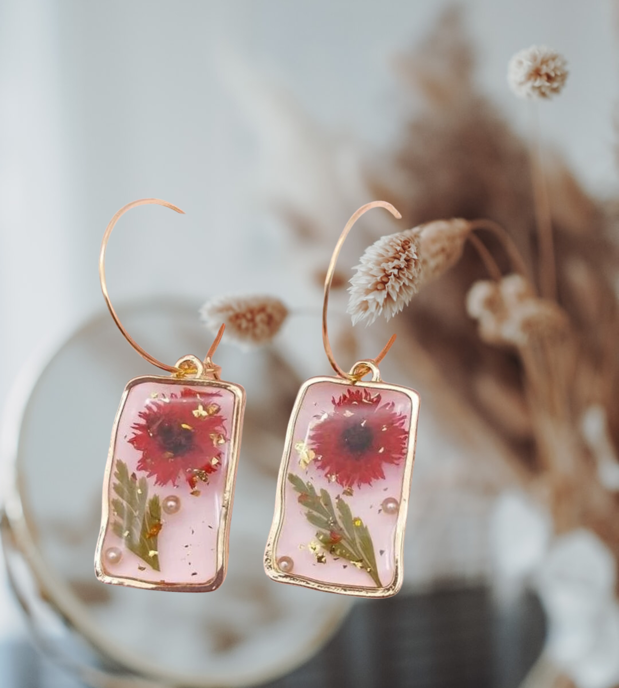 Floral patterned drop earrings